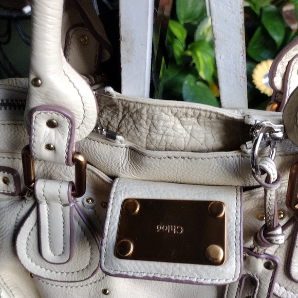 VINTAGE LEATHER SATCHEL BAG BY CHLOE - Picture 6 of 8